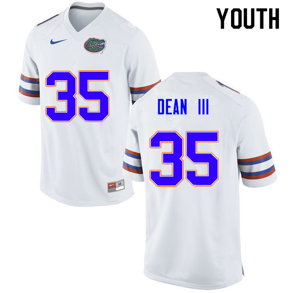 Youth #35 Trey Dean III Florida Gators College Football Jerseys Sale-White - Click Image to Close